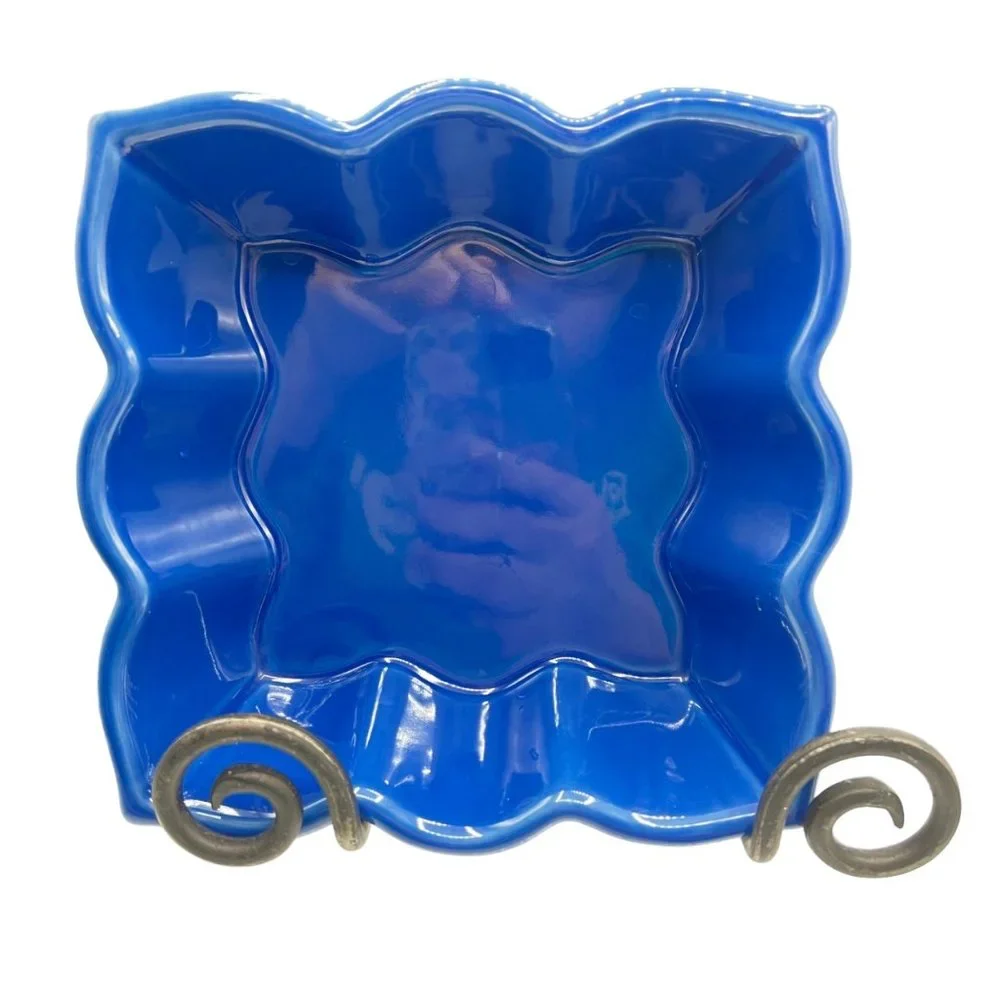 Chantal Talavera Square Baking Dish Collection Blue 2006 Pottery Scalloped Edge